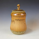 Tall Tan Ash Lidded Jar
