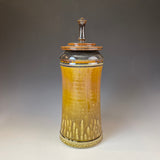 Tall Tan Ash Lidded Jar