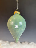 Blue on Green Teardrop Christmas Ornament (9957)