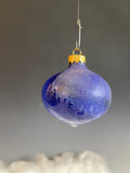 Blue Crystalline Pointed Orb Wood Fired Christmas Ornament 9963