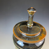 Tall Tan Ash Lidded Jar