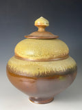 Yellow Salt Lidded Jar- Wood Fired