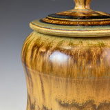 Tall Tan Ash Lidded Jar