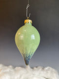 Blue on Green Teardrop Christmas Ornament (9955