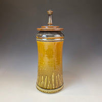 Tall Tan Ash Lidded Jar