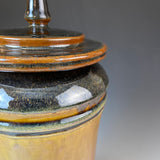Tall Tan Ash Lidded Jar