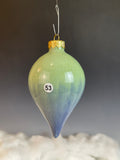 Blue on Green Teardrop Christmas Ornament (9953