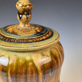 Tall Tan Ash Lidded Jar