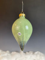 Blue on Green Teardrop Christmas Ornament (9955