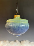 Blue on Green Pointed Orb Christmas Ornament (9972)