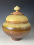 Yellow Salt Lidded Jar- Wood Fired