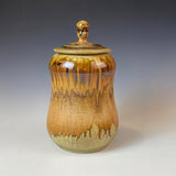 Tall Tan Ash Lidded Jar